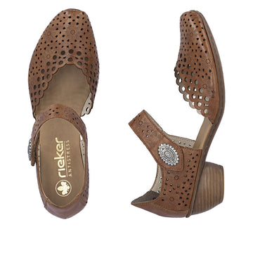 Womens Rieker 43753 Brown Heeled Sandal - Brown