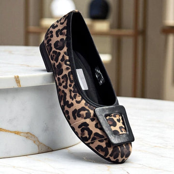 Womens Gabor 72.463 Print Flat Ballerina Pumps - Leopard