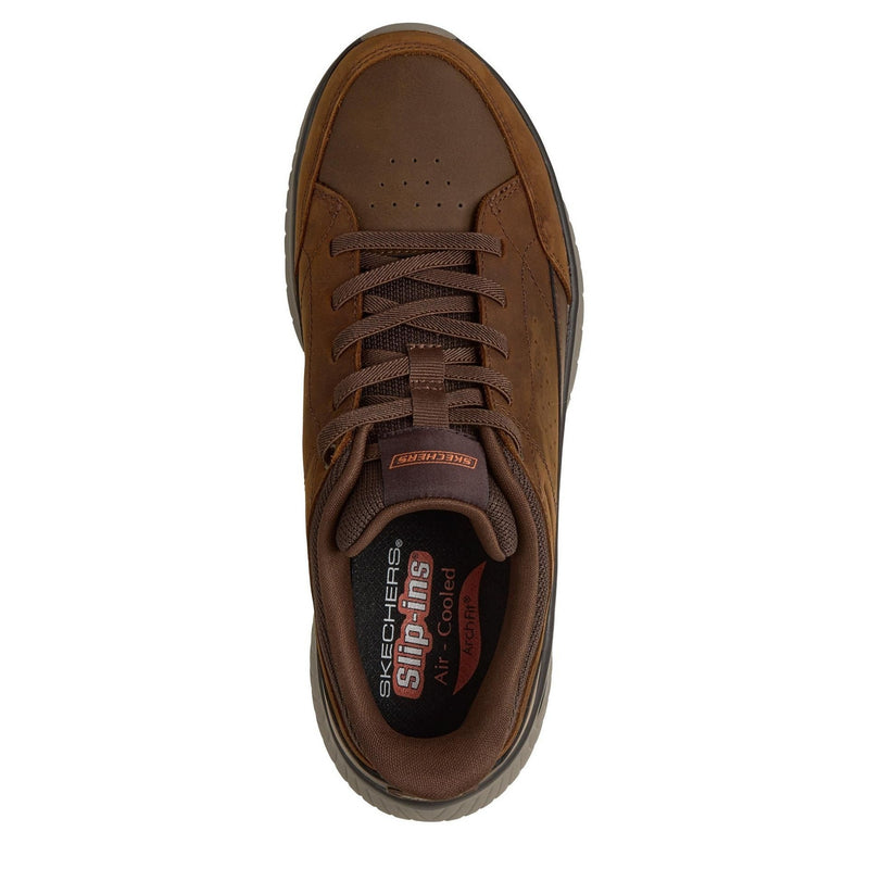 Mens Skechers 205656 Arch Fit Crosser Felix Dark Brown Slip-Ins Trainers - Dark Brown