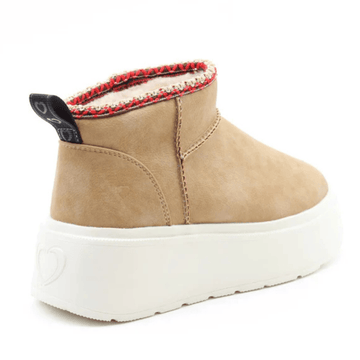 Womens Heavenly Feet Arlo Sand Lined Flatform Booties - Sand