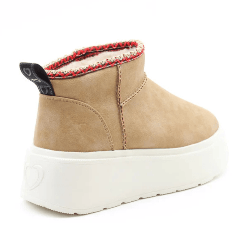 Womens Heavenly Feet Arlo Sand Lined Flatform Booties - Sand
