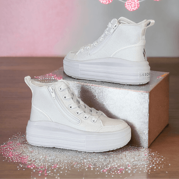 Skechers Girls Hyperlift Hi-Top Trainers - White