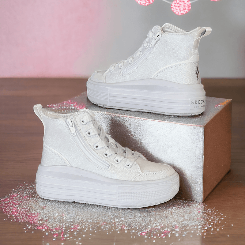 Skechers Girls Hyperlift Hi-Top Trainers - White