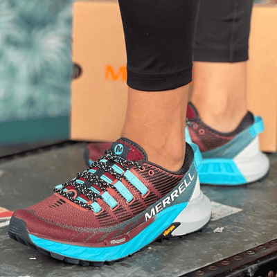 Womens Women Merrell Agility Peak 4 Running Trainers - Burgundy Multi