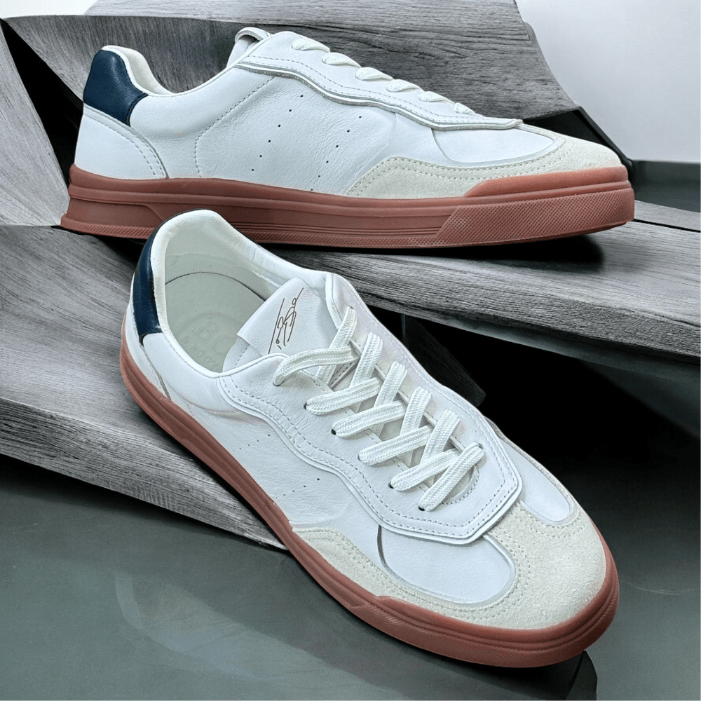 Mens Bowe & Bootmakers Gerland Gum Sole Leather Trainers - White