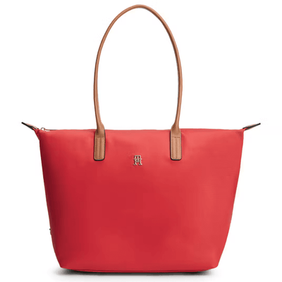 Womens Tommy Hilfiger Monogram Contrast Handle Tote Bag - Primary Red