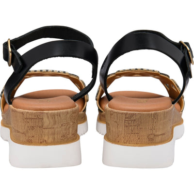 Womens Lotus ULP394 Ariah Wedge Sandals - Black