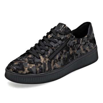 Womens Remonte D2E02 Black And Gold Print Side Zip Trainers - Black