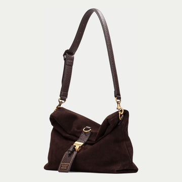 Womens Hispanitas 264948 Suede Shoulder Bag - Espresso