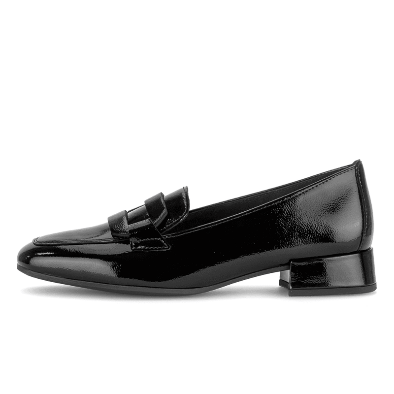Womens Gabor 75.261 Low Heel Loafers - Black Patent