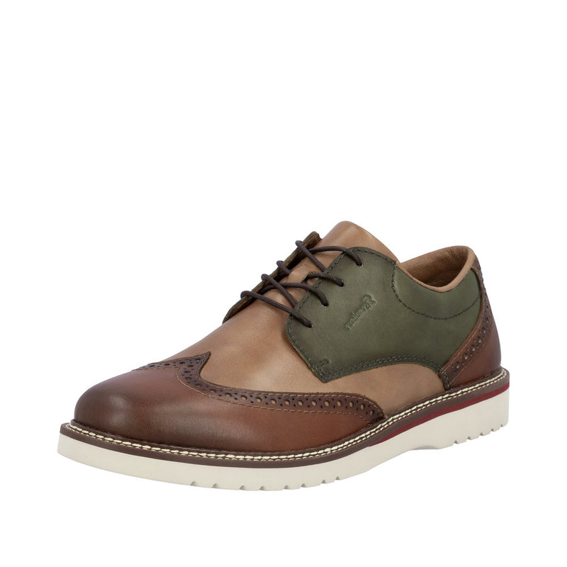 Mens Rieker 04504 Brown Combi Formal Lace-up Shoe - Brown Combi