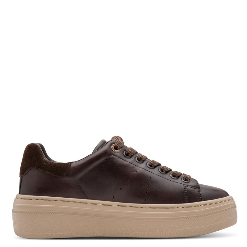 Womens Tamaris 23775 Mocca Laced Trainers - Mocca