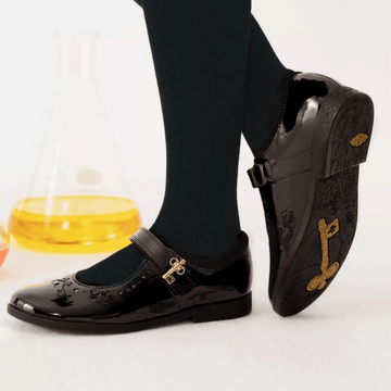 Infant Girls Clarks Lock Magic Black Patent School Shoes - - Black Patent
