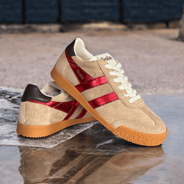 Womens Gola Elan Glitz Caramel Red and Brown Suede Trainers - Light Caramel