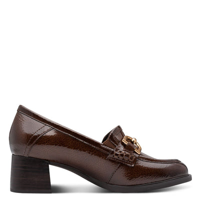 Womens Jana 24360 Mocca Patent Block Heels - Mocca Patent