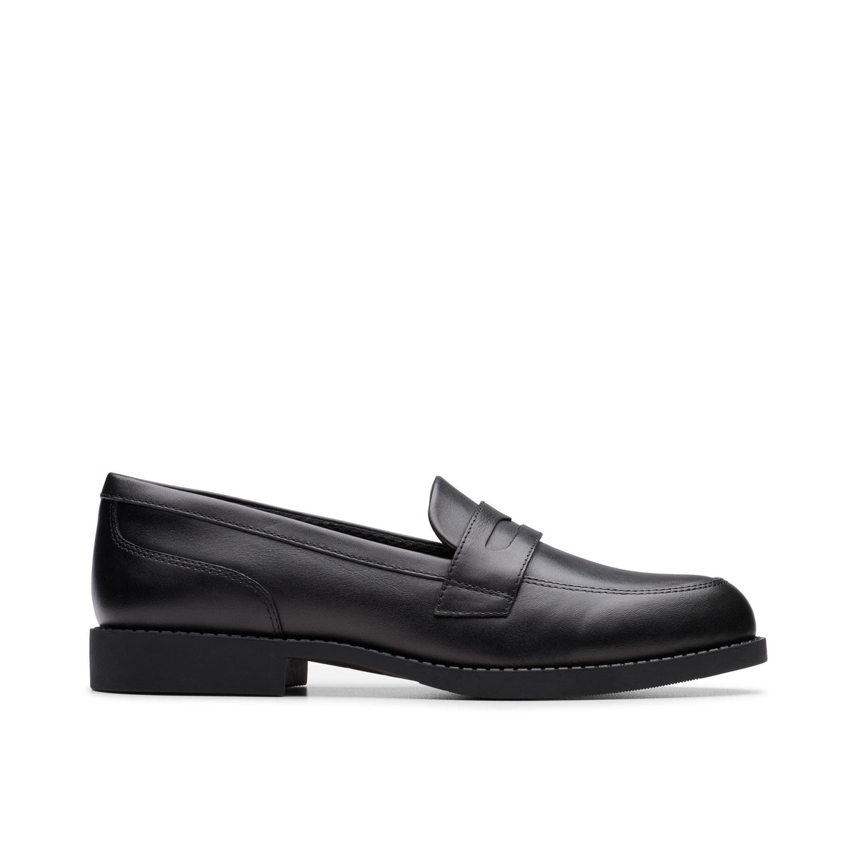 Girls Clarks Tapa Edge Loafer Youth Black School Shoes