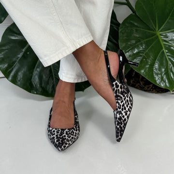 Womens Una Healy Bird Hunter Diamante Pointed Toe Slingback Heel - Cheetaby Spark