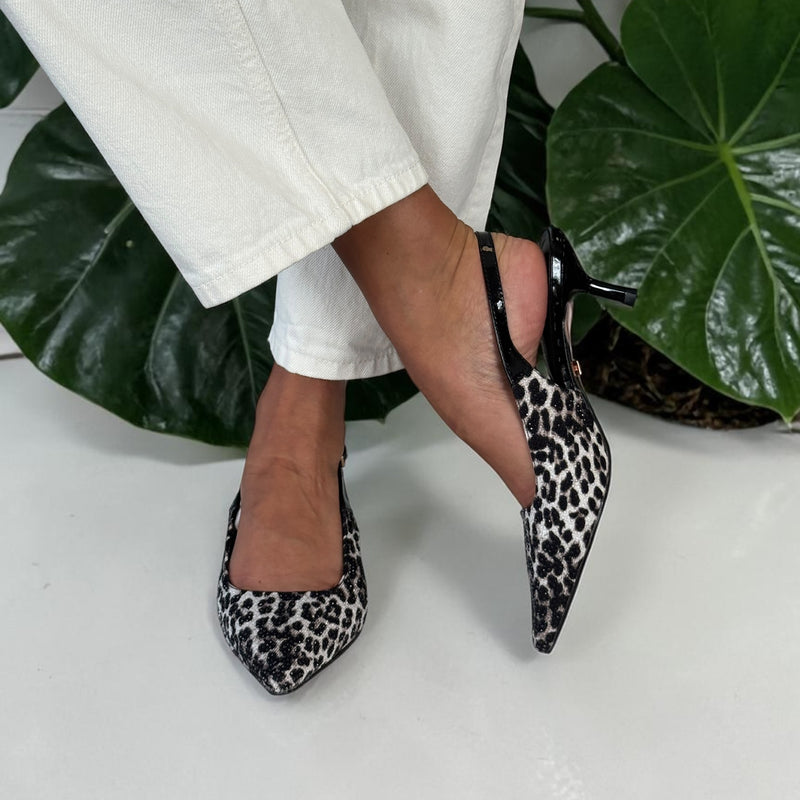 Womens Una Healy Bird Hunter Diamante Pointed Toe Slingback Heel - Cheetaby Spark