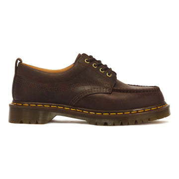 Mens Dr. Martens Lowell 4 Brown Crazy Horse Leather Moc Toe Casual Lace-up Shoes - Brown