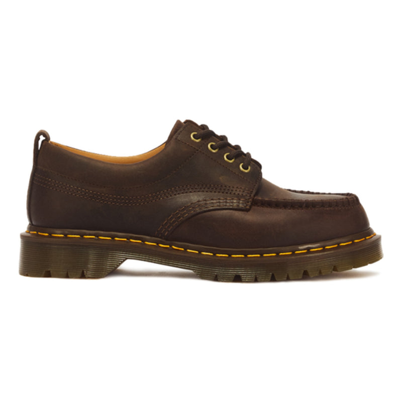 Mens Dr. Martens Lowell 4 Brown Crazy Horse Leather Moc Toe Casual Lace-up Shoes - Brown