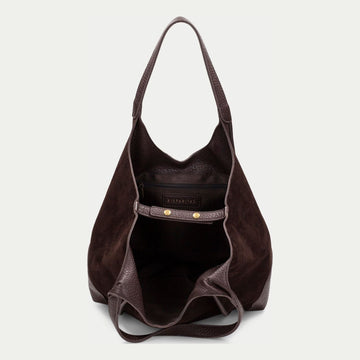 Womens Hispanitas 264939 Suede Shoulder Bag - Espresso