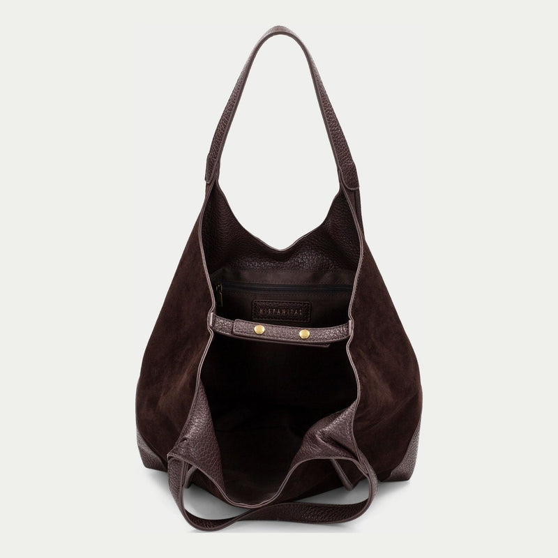Womens Hispanitas 264939 Suede Shoulder Bag - Espresso
