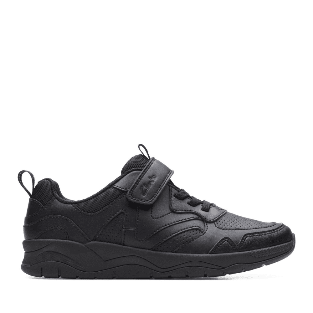 Infant Boys Clarks Clowder Sprint Black Velcro School Shoes