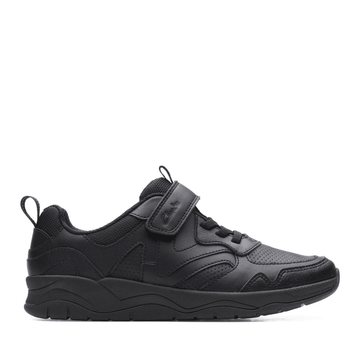 Infant Boys Clarks Clowder Sprint Black Velcro School Shoes - Black