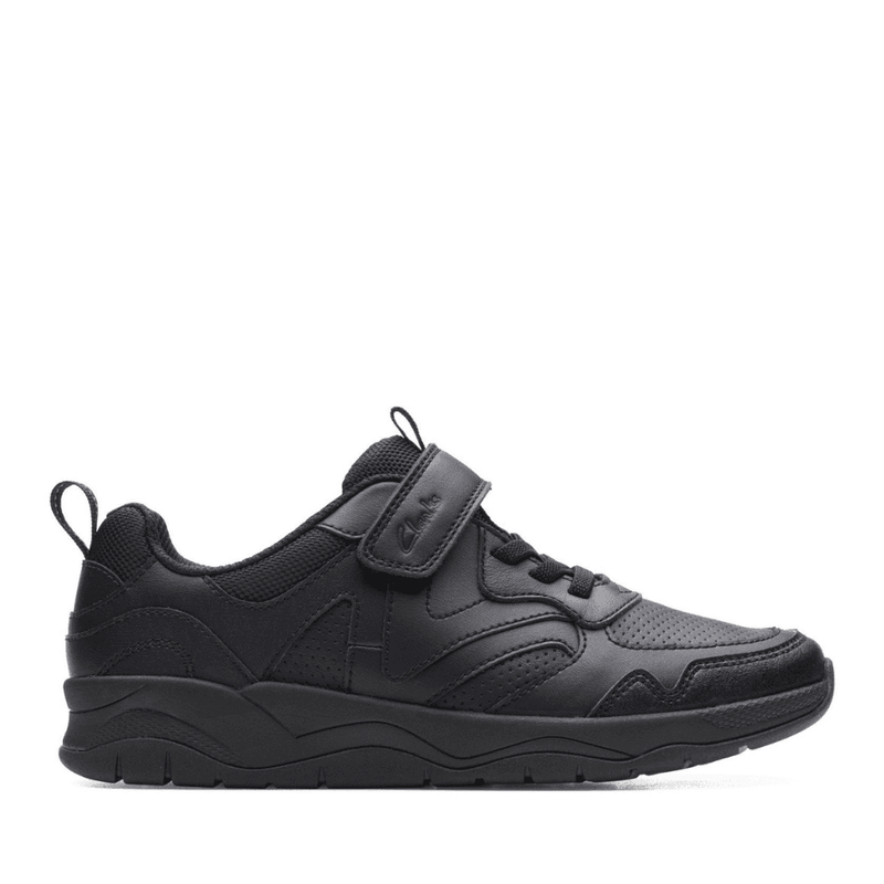 Infant Boys Clarks Clowder Sprint Black Velcro School Shoes - Black