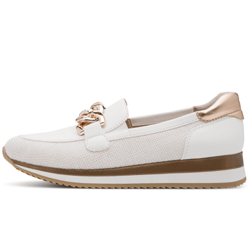 Womens Jana 24766 With with Rose Gold Sporty Mesh Loafers - White and Rose Gold
