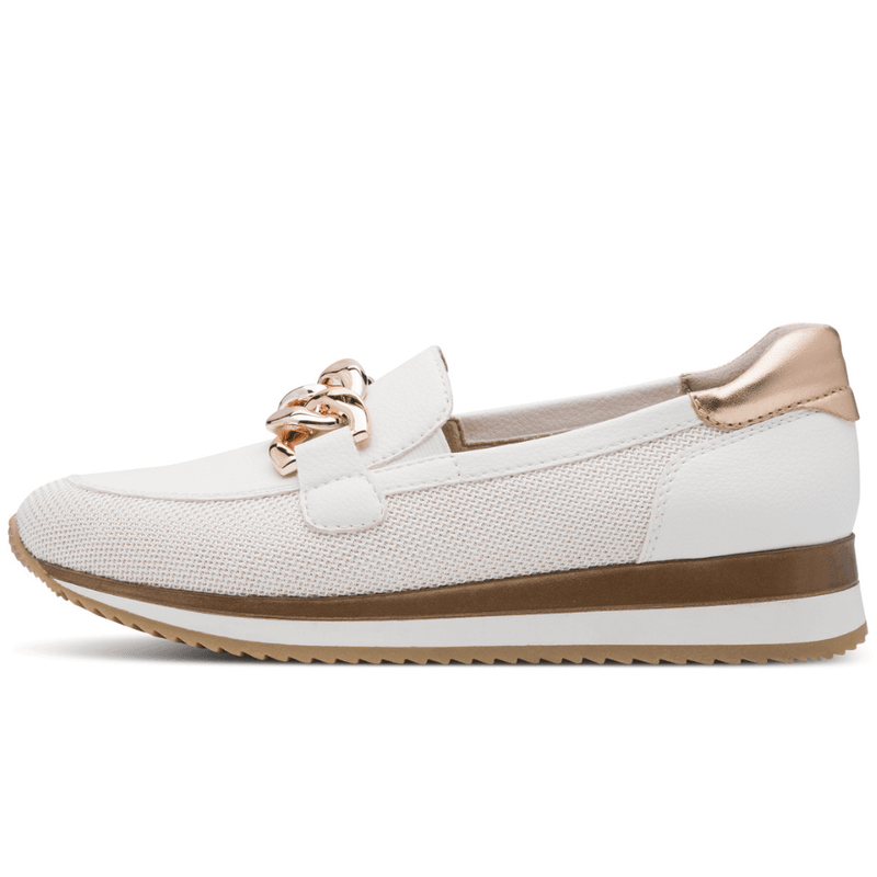 Womens Jana 24766 With with Rose Gold Sporty Mesh Loafers - White and Rose Gold