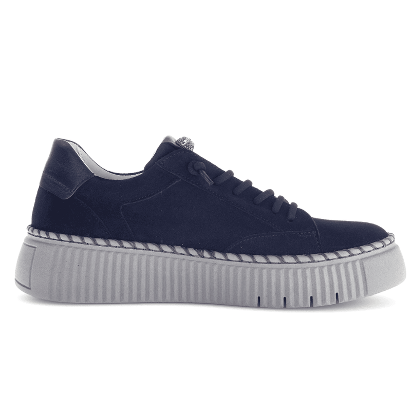 Womens Gabor 73.243 Elastic Lace Trainers - Navy