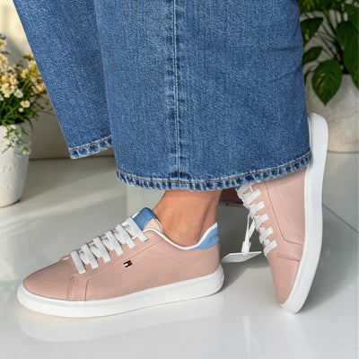 Womens Tommy Hilfiger 08948 Misty Blush Icon Court Light Weight Slip On Trainers - Misty Blush