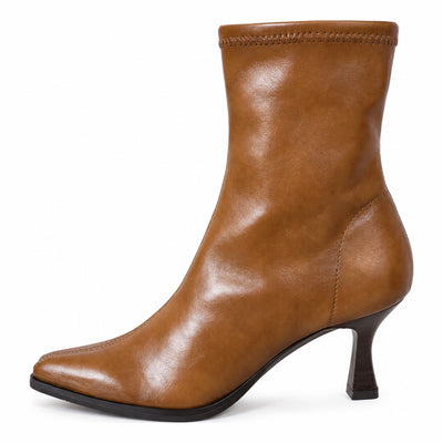 Womens Miss Elastic 78039 Stretch Camel Ankle Boots - Camel
