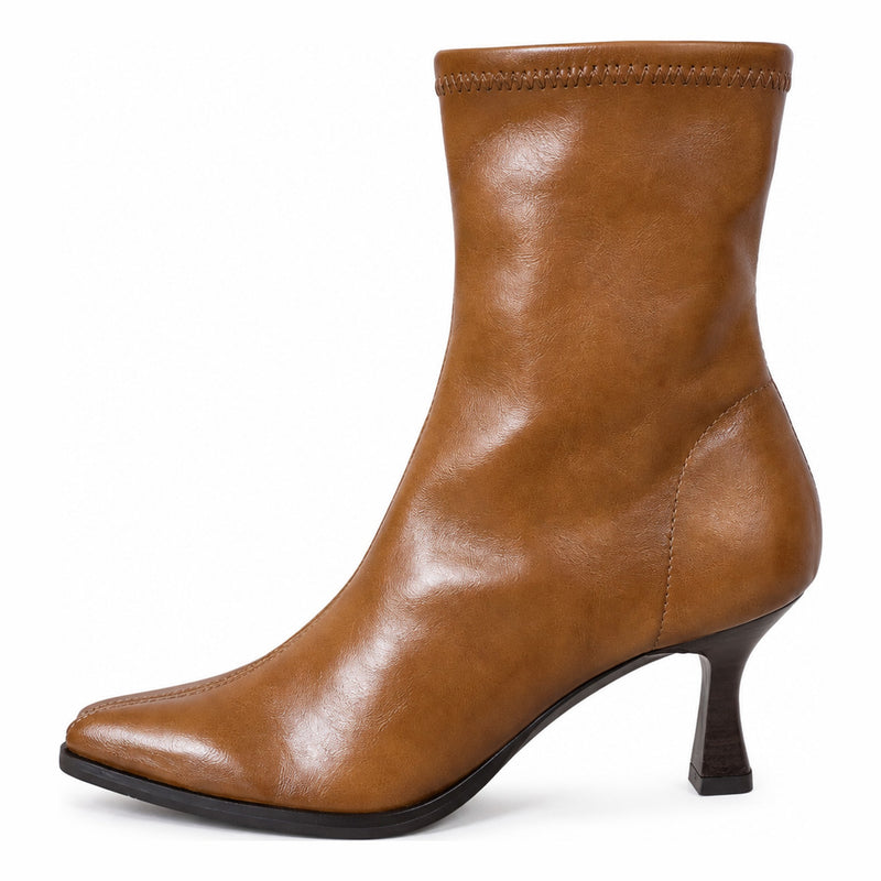 Womens Miss Elastic 78039 Stretch Camel Ankle Boots - Camel