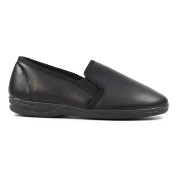 Mens Lazy Dogz Trent II Faux Leather Slippers - Black