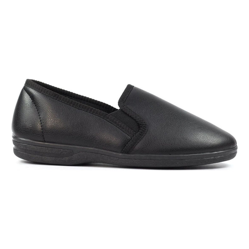 Mens Lazy Dogz Trent II Faux Leather Slippers - Black