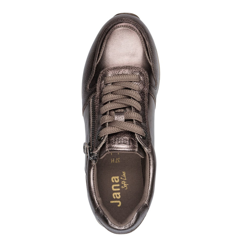 Womens Jana 23700 Pewter Side Zip Trainers - Pewter