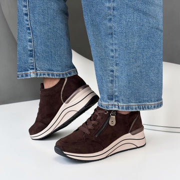 Womens Remonte D0T03-25 Brown Wedge Trainers - Cigar Brown