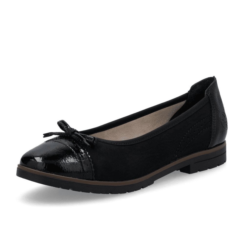 Womens Rieker 45358 Black Suede Ballerina Pumps