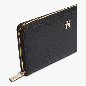 Womens Tommy Hilfiger Icon Debossed Zip Around Purse - Black