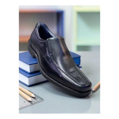 Boys Hush Puppies Brody Black Senior School Shoes - Black