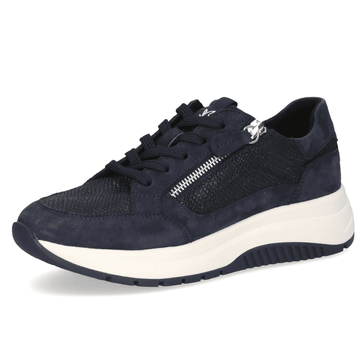 Womens Caprice 23709 Navy and Snake Side Zip Trainers - Navy
