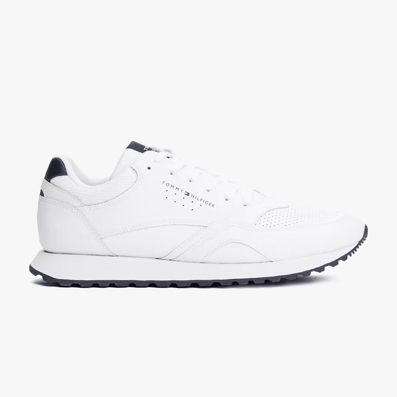 Mens Tommy Hilfiger Contrast Heel Court Trainers - White
