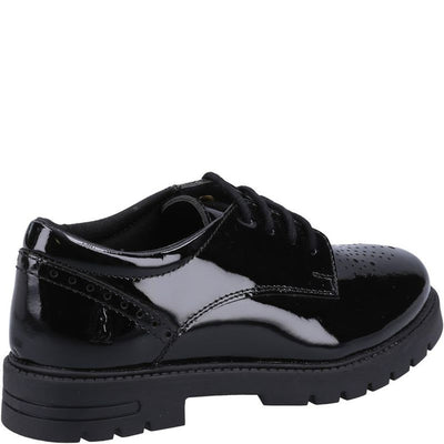 Girls Hush Puppies Jayne Senior School Shoes - Black Patent
