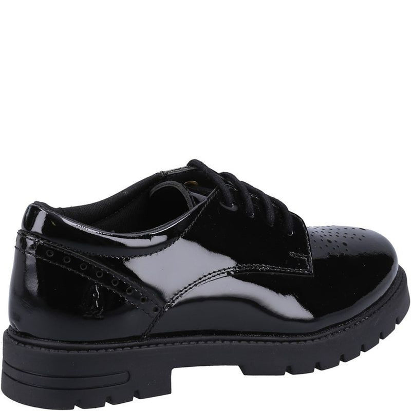 Girls Hush Puppies Jayne Senior School Shoes - Black Patent