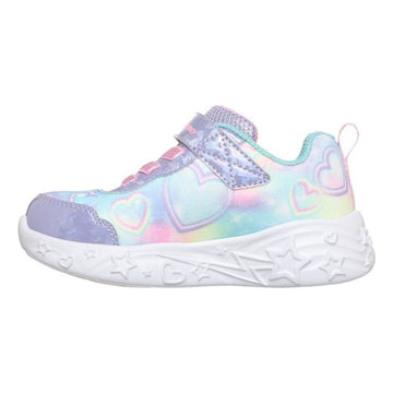 Toddler Girls Skechers S-Lights Unicorn Charmer - Lil Heart Sparkles Trainers - Lavender