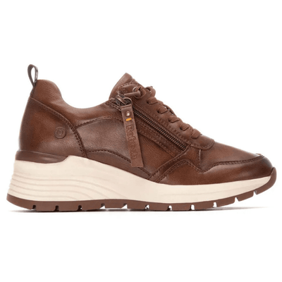 Womens Refresh 172938 Wedge Side Zip Trainers - Camel