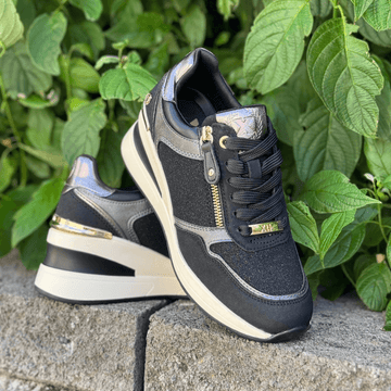 Womens Xti 144379 Wedge Side Zip Trainers - Black