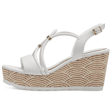 Womens Marco Tozzi 28349 White Wedge Sandals - White